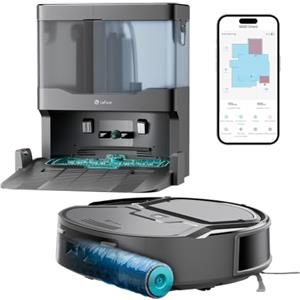 Lefant M210 Omni Robot Aspirapolvere Lavapavimenti,Anti Groviglio,20.000Pa | Mini Robot Aspirapolvere con Rullo ad Acqua, Base Autopulente, 85mm, 800ml, 2.4G WiFi, Mappatura ToF, Alexa, Bianco
