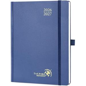 POPRUN Agenda 2026 2027 Settimanale Verticale 16,4 x 21,8cm | Diario Scuola, 17 Mesi da Ago.2026 a Dic.2027, Copertina Rigida, Carta Spessa da 80 GSM(Blu Marino)