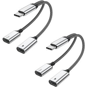 MOGOOD USB C Splitter 60W Sdoppiatore Cavo Ricarica USB C 2 Pezzi | Splitter Cavo C Adattatore USB C Doppio 2 in 1 per iPhone 17 Macbook Laptop Tablet Cuffie Telefono Tastiera Mouse Stampante