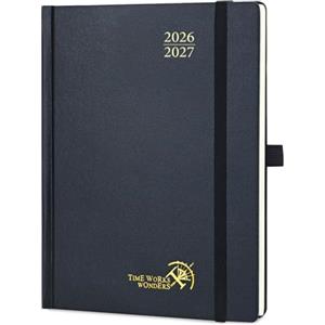 POPRUN Agenda 2026 2027 Settimanale Verticale 16,4 x 21,8cm | Diario Scuola, 17 Mesi da Ago.2026 a Dic.2027, Copertina Rigida, Carta Spessa da 80 GSM(Nero)