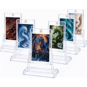 Wigearss 6 Pezzi Porta Carte Magnetico 35PT con Supporto Espositore per Pokemon, MTG, Yugioh, Carte Sportive