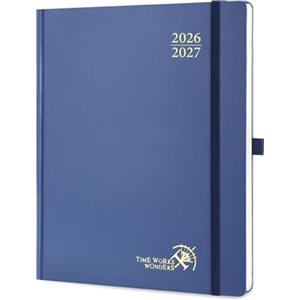 POPRUN Agenda 2026 2027 Verticale 21,2 x 25,9 cm | Diario Scuola, 17 Mesi Ago.2026-Dic.2027, Copertina Rigida, Carta Spessa 80GSM(Blu Marino)