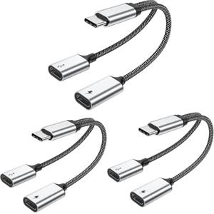 MOGOOD USB C Splitter 60W Sdoppiatore Cavo Ricarica USB C 3 Pezzi | Splitter Cavo C Adattatore USB C Doppio 2 in 1 per iPhone 17 Macbook Laptop Tablet Cuffie Telefono Tastiera Mouse Stampante