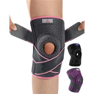 ABYON Ginocchiera Ortopedica, Regolabile Tutore Ginocchio con Stabilizzatori Laterali Rotulea Supporto Sportiva per Uomo e Donne Legamenti Rotula Menisco Artrite (L/XL)