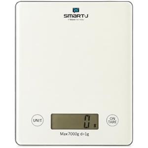 SMART-J Bilancia Digitale da Cucina, Precisione 1 g, Display LCD, Funzione Tara, Spegnimento Automatico, Bianca - 5 kg / 7 kg
