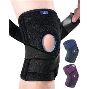 ABYON Ginocchiera Ortopedica, Regolabile Tutore Ginocchio con Stabilizzatori Laterali Rotulea Supporto Sportiva per Uomo e Donne Legamenti Rotula Menisco Artrite (2XL/3XL)