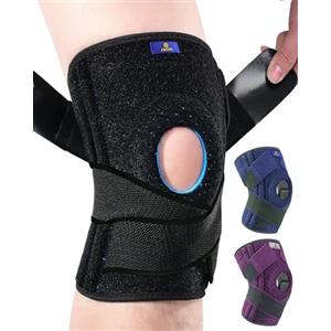 ABYON Ginocchiera Ortopedica, Regolabile Tutore Ginocchio con Stabilizzatori Laterali Rotulea Supporto Sportiva per Uomo e Donne Legamenti Rotula Menisco Artrite (L/XL)