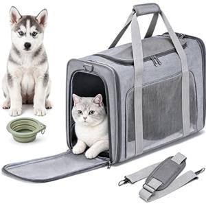 PALAMEA Trasportino Gatto Aereo 55x40x23cm Grande Pieghevole Trasportino Gatti Morbido Portatile Borsa per Cani Piccola Taglia 12kg Trasportinos Cani Omologato Aereo con Morbido Cuscino Lavabile