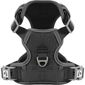 COMSLE Pettorina Cane Taglia Grande Media Piccola, Riflettente Pettorina Anti Tiro per Cani Regolabile con Doppio Anello, Imbracatura Cani Traspirante, Nero, S
