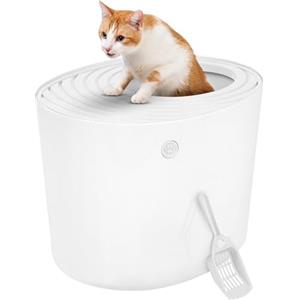 Iris Ohyama Lettiera per Gatti, Fino a 7kg, 1 Pala, Bianco, Ingresso Top, Cat Litter Trey, Chiuso, Per Gattini, Lato alto, Con cappuccio, Grande, Senza BPA, Profondo, Facile da pulire, PUNT-530