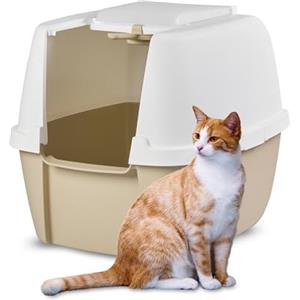 Iris Ohyama Lettiera per Gatti with Scoop, Grigio, Antispruzzo, Facile da pulire, Chiuso, Per Gattini, Gatti Adulti, Conigli, Grande, Senza BPA, Lato alto, Cappuccio staccabile, CLH-17J