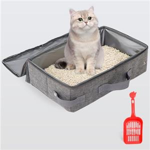 Zaxiva Lettiera Portatile Toilette per Gatti con Coperchio, Lettiera Gatto Aperta con Cerniera e Manico a Paletta, Litter Box per il Viaggio, Leggera, Facile da Pulire, Pieghevole, a Prova di Perdite
