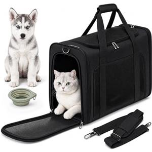 PALAMEA Trasportino Gatto Aereo 55x40x23cm Grande Pieghevole Trasportino Gatti Morbido Portatile Borsa per Cani Piccola Taglia 12kg Trasportinos Cani Omologato Aereo con Morbido Cuscino Lavabile