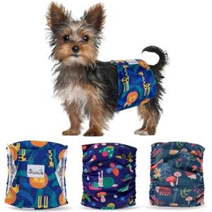SlowTon Male Dog Diapers Wraps, Pannolini lavabili fasce per la pancia con cuscinetti aggiuntivi, Pannolini altamente assorbenti con chiusura flessibile, confezione da 5