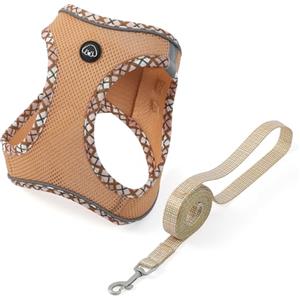 COMSLE Pettorina Cane Taglia Piccola, Morbida Imbottitura Pettorine per Cani con Guinzaglio Comodo, Riflettente Traspirante Pettorina Chihuahua per Passeggiate Corsa, Marrone, L