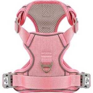 COMSLE Pettorina Cane Taglia Grande Media Piccola, Riflettente Pettorina Anti Tiro per Cani Regolabile con Doppio Anello, Imbracatura Cani Traspirante, Rosso Chiaro, M