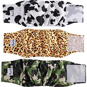 Slowton Male Dog Diapers Wraps, Pannolini lavabili fasce per la pancia con cuscinetti aggiuntivi, Pannolini altamente assorbenti con chiusura flessibile, confezione da 5