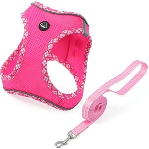 COMSLE Pettorina Cane Taglia Piccola, Morbida Imbottitura Pettorine per Cani con Guinzaglio Comodo, Riflettente Traspirante Pettorina Chihuahua per Passeggiate Corsa, Rosa Rosso, XS