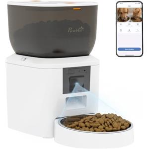 PawHut Distributore Automatico Cibo Gatti Cani 4L con Telecamera WiFi 2.4G | Dispenser Erogatore Crocchette Gatto, Controllo App, Timer, Visione Notturna, Audio Bidirezionale, 1-10 Pasti/G, Ciotola Inox