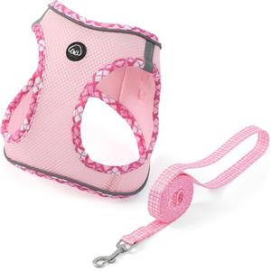 COMSLE Pettorina Cane Taglia Piccola, Morbida Imbottitura Pettorine per Cani con Guinzaglio Comodo, Riflettente Traspirante Pettorina Chihuahua per Passeggiate Corsa, Rosa, L