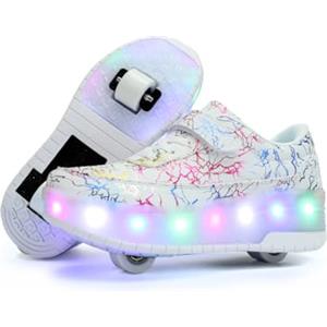 HUSKSWARE Pattini a rotelle, per Ragazzi e Ragazze, con 4 Ruote, Regolabili, con Ruote, Colore Nero, Bianco,Rosa 28-40 EU