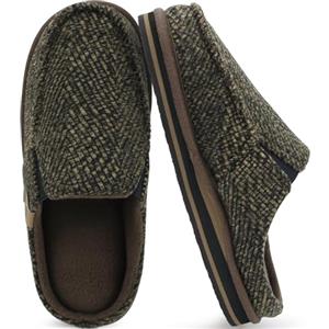 ONCAI Pantofole da Uomo in Comfort Pelo Cotone Strisce Ciabatte da Casa in Lana con Memory Foam Supporto Arco Suola in Gomma Taglia 40-50