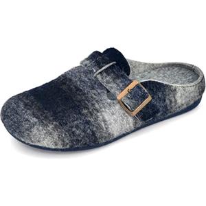 JOMIX Pantofole Uomo Invernali in Feltro con Fibbia Ciabatte Calde Comode Plantare Morbido Estraibile Pantofole Casa Stile Elegante da Interno ed Esterno