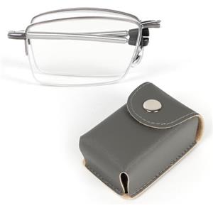 KoKoBin Occhiali da lettura pieghevoli in acciaio inox con mezza montatura Occhiali Mini lettore anti luce blu per uomini e donne