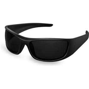 Bloomoak Occhiali da sole polarizzati neri con lenti super scure | Occhiali da sole sportivi avvolgenti unisex | UV400 | CAT 4 | Per fotofobia