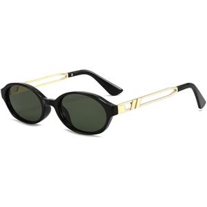 LJCZKA Occhiali da Sole Ovali Piccoli Vintage Donna Uomo, Occhiali da Sole Ovali Retro Occhiali Metallo alla Moda Protezione UV400