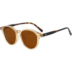 LJCZKA Occhiali da Sole Rotondi Piccoli per Donna Uomo Retro Occhiali da Sole Lenti Tonde di Moda Classici con Protezione UV400