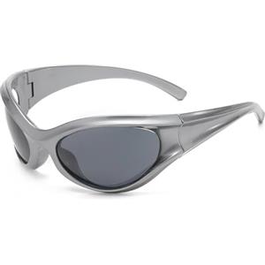 LJCZKA y2k Occhiali da Sole Avvolgente per Donna Uomo, Vintage Occhiali da Sole Ovali Occhiali Futuristici Sportivi UV400