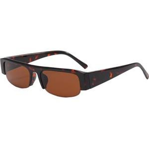 LJCZKA Occhiali da Sole Rettangolari Vintage per Donna Occhiali Mezza Montatura Piccoli alla Moda con Protezione UV400