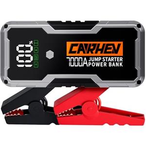 CARHEV Avviatore Batteria Auto, 7000A Booster Avviamento Auto (fino a 10.0L Benzina o 10.0L Diesel) Avviatore di Emergenza per Autos con Torcia a LED, 12V Starter Batteria con USB QC 3.0