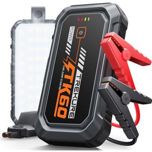 TREKURE Avviatore Batteria Auto, 8000A Avviatore di Emergenza per Auto/Moto (9.0L Benzina / 6.5L Diesel), Booster Avviamento Auto con Luce LED da 2000 Lumen (4 Modi), Morsetti Intelligenti e Cavo USB