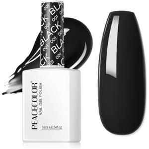 PEACECOLOR Smalto Gel per Unghie 16ml, Nero Removibile per Immersione per Salone e Manicure Fai da Te a Casa