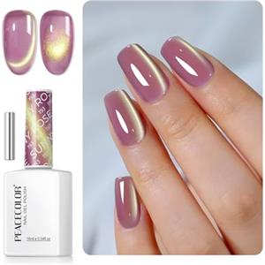 PEACECOLOR Smalto Gel Occhio di Gatto 16ml, Glitter Rosa con Magnete Incluso per Nail Art