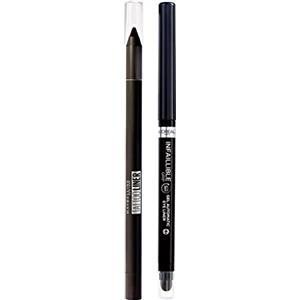 Maybelline New York Tattoo Liner Gel Pencil Matita Occhi Temperabile Colore 900 Deep Onyx + Matita Occhi Automatica Waterproof Lunga Tenuta Colore 01 Intense Black - 2 Cosmetici