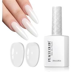PEACECOLOR Smalto Gel per Unghie 16ml, Effetto Gelatina Bianco Lunga Durata Adatto ai Principianti
