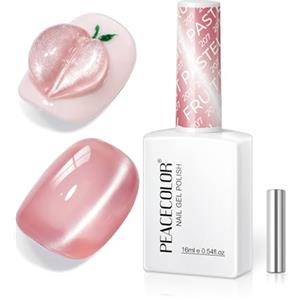PEACECOLOR Smalto Gel UV Occhio di Gatto 16ml, Rosa Chiaro Trasparente con Magnete Incluso