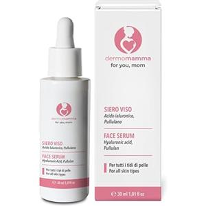 DERMOMAMMA SIERO VISO- Con Acido Ialuronico- Pullulano- Antirughe- Illuminante- Vegan e Green Formula- Indicato in Gravidanza e Allattamento 30 ml