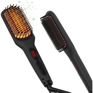 MEGAWISE Pro - Spazzola lisciante ionica in ceramica per parrucchieri | Tecnologia di riscaldamento rapido MCH 20 s con spegnimento automatico, anti-scottatura grazie alla doppia tensione universale