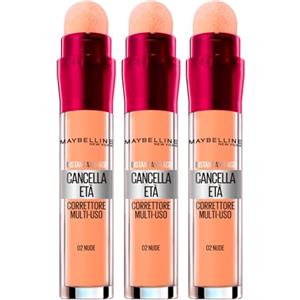 Maybelline New York Il Cancella Età Correttore Multiuso 02 Nude, Set da 3 | Idratante con Coprenza Modulabile per Imperfezioni e Occhiaie