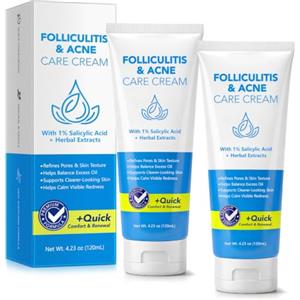 FuzzyUp Crema per Follicolite e Acne 240 ml con 1% Acido Salicilico, Crema Purificante per Viso e Corpo, Aiuta a Ridurre Brufoli, Imperfezioni e Sebo in Eccesso, Lenisce Rossori Visibili, Per Donna e Uomo