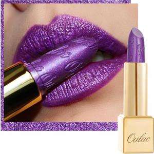 Oulac Rossetto Metallizzato Lucido Viola, Rossetti Glitter Senza Profumo, Perlato e Brillante, Colore Intenso Lunga Durata, Formula Idratante Nutre le Labbra, Vegan & Senza Glutine, 16 Royal Sash