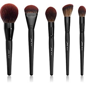 Jessup Set pennelli viso fondotinta contour blush vegan T273 | Set pennelli viso nero 5pz formato grande, texture simile al pelo di scoiattolo, sfumatura uniforme e incarnato naturale