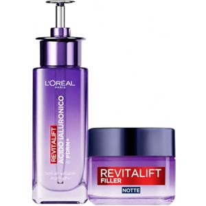 L'Oreal Paris L'Oréal Paris Revitalift Siero Viso Illuminante + Crema Notte Anti-Rughe | 2 Trattamenti con Acido Ialuronico, Azione Rimpolpante e Rivolumizzante