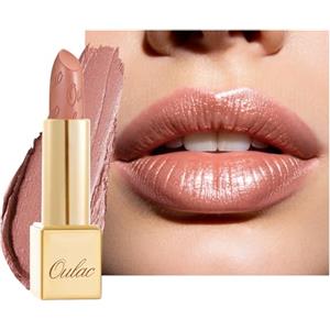 Oulac Rossetto Metallizzato Lucido Nudo, Rossetti Glitter Senza Profumo, Perlato e Brillante, Colore Intenso Lunga Durata, Formula Idratante Nutre le Labbra, Vegan & Senza Glutine, 07 Pure Envy