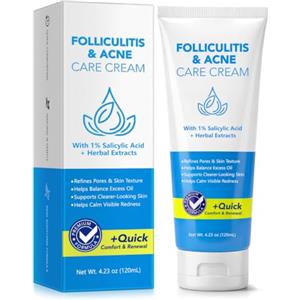 FuzzyUp Crema per Follicolite e Acne 120 ml, Trattamento per Brufoli, Imperfezioni e Pelle Grassa, Crema Purificante Viso e Corpo, Aiuta a Lenire Rossori, Pori Ostruiti e Blemish Care per Uomo e Donna