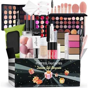 FantasyDay Set di Trucchi, FantasyDay Kit di Bellezza Cosmetici Kit per Occhi, Viso e Labbra - Natale Regalo Xmas Makeup Gift Set con Correttore, Rossetti, Lucidalabbra, Palette Ombretti, Mascara, Trousse, Fard